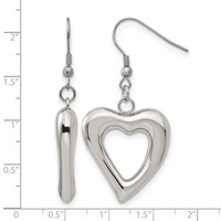 Chisel Stainless Steel Polished Heart Shepherd Hook Dangle Earrings view 5