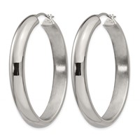 Chisel Stainless Steel Polished Hollow Oval Hoop Earrings view 3