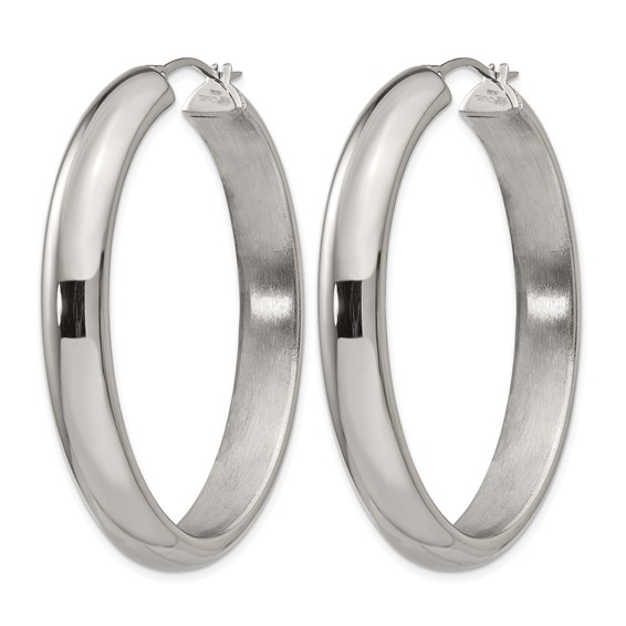 Chisel Stainless Steel Polished Hollow Oval Hoop Earrings