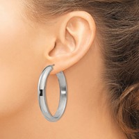 Chisel Stainless Steel Polished Hollow Oval Hoop Earrings view 4