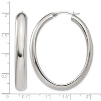 Chisel Stainless Steel Polished Hollow Oval Hoop Earrings view 5