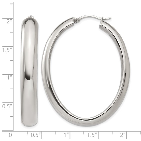 Chisel Stainless Steel Polished Hollow Oval Hoop Earrings