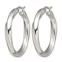 Chisel Stainless Steel Polished Hollow Twisted Hoop Earrings view 3