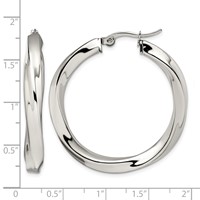 Chisel Stainless Steel Polished Hollow Twisted Hoop Earrings view 5