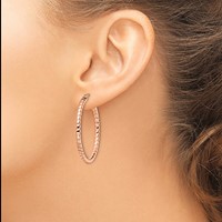 Chisel Stainless Steel Polished and Textured Rose IP-plated Hollow Hoop Earrings view 4