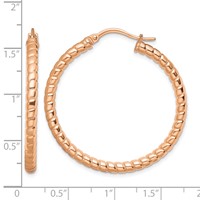 Chisel Stainless Steel Polished and Textured Rose IP-plated Hollow Hoop Earrings view 5