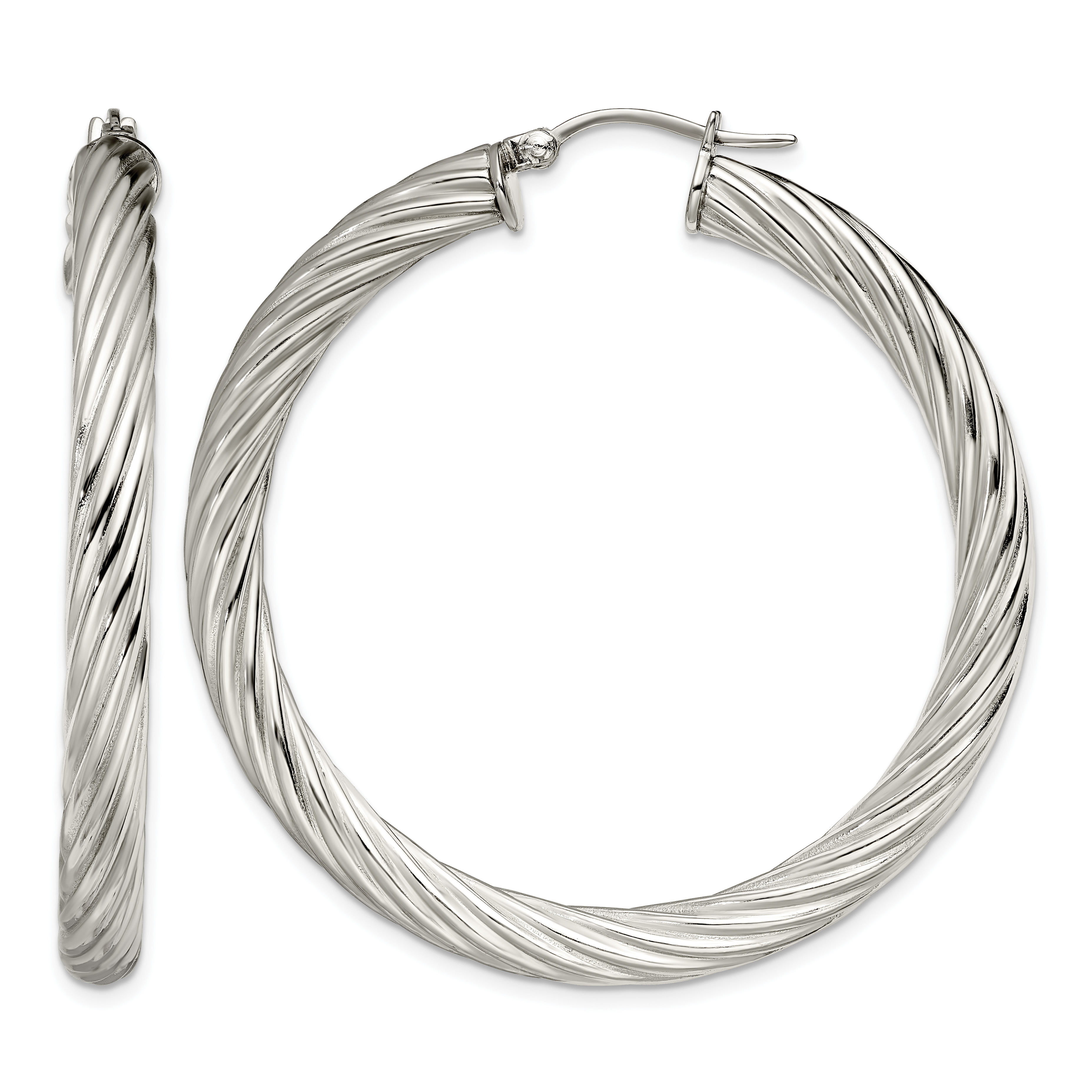 Stainless Steel Textured Hollow Hoop Earrings SRE655 eBay