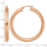 Chisel Stainless Steel Polished and Textured Rose IP-plated Hoop Earrings view 5