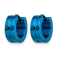 Chisel Stainless Steel Polished Blue IP-plated 5mm Hinged Hoop Earrings view 3