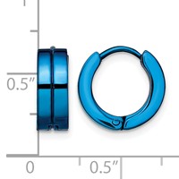 Chisel Stainless Steel Polished Blue IP-plated 5mm Hinged Hoop Earrings view 5