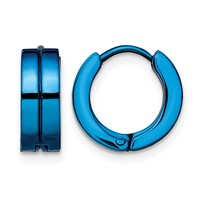 Chisel Stainless Steel Polished Blue IP-plated 5mm Hinged Hoop Earrings view 1