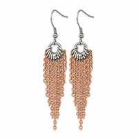 Chisel Stainless Steel Polished Rose IP-plated Multi Chain Dangle Earrings view 3