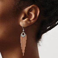 Chisel Stainless Steel Polished Rose IP-plated Multi Chain Dangle Earrings view 4