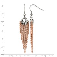 Chisel Stainless Steel Polished Rose IP-plated Multi Chain Dangle Earrings view 5