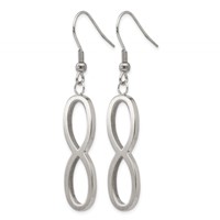 Chisel Stainless Steel Brushed and Polished Infinity Dangle Shepherd Hook Earrings view 3