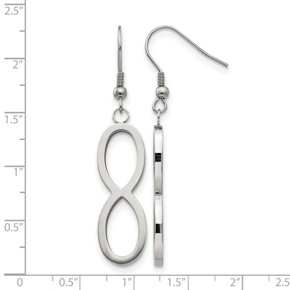 Chisel Stainless Steel Brushed and Polished Infinity Dangle Shepherd Hook Earrings