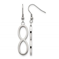Chisel Stainless Steel Brushed and Polished Infinity Dangle Shepherd Hook Earrings view 1