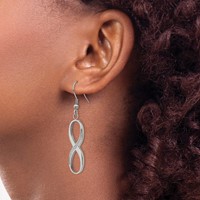 Chisel Stainless Steel Polished Earrings with CZ Infinity Dangle Shepherd Hook view 4