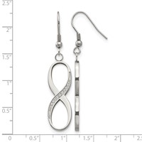 Chisel Stainless Steel Polished Earrings with CZ Infinity Dangle Shepherd Hook view 5