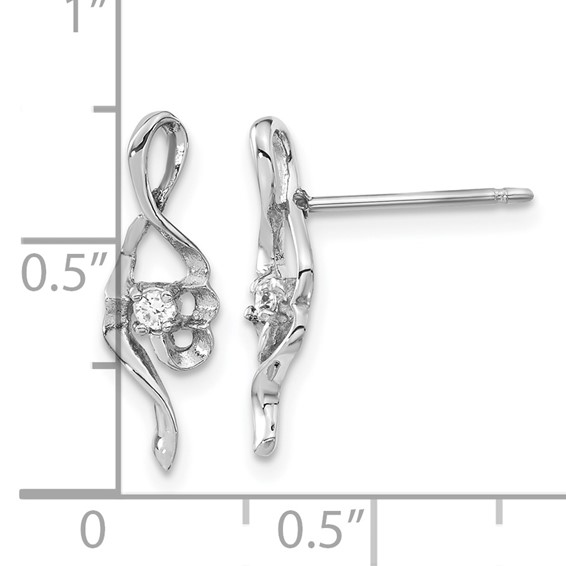 Stainless Steel Polished CZ Post Earrings