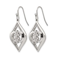 Stainless Steel Polished Dangle Shepherd Hook Earrings view 3