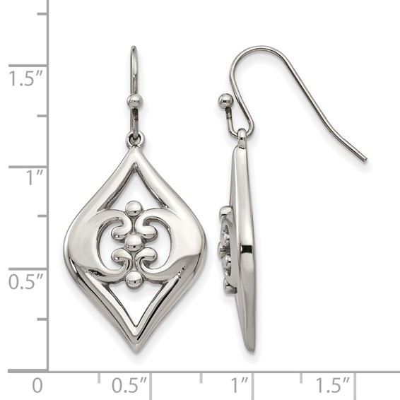 Stainless Steel Polished Dangle Shepherd Hook Earrings