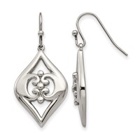 Stainless Steel Polished Dangle Shepherd Hook Earrings view 1