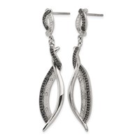 Stainless Steel Antiqued and Polished Earrings with CZ Post Dangle view 3