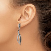 Stainless Steel Antiqued and Polished Earrings with CZ Post Dangle view 4