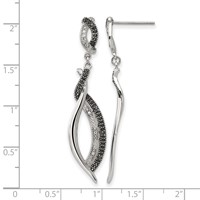 Stainless Steel Antiqued and Polished Earrings with CZ Post Dangle view 5
