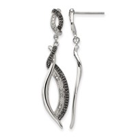 Stainless Steel Antiqued and Polished Earrings with CZ Post Dangle view 1