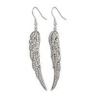 Stainless Steel Polished Earrings with CZ Dangle Shepherd Hook view 3