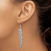 Stainless Steel Polished Earrings with CZ Dangle Shepherd Hook view 4