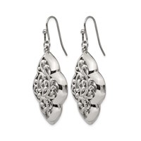 Stainless Steel Polished Dangle Shepherd Hook Earrings view 3