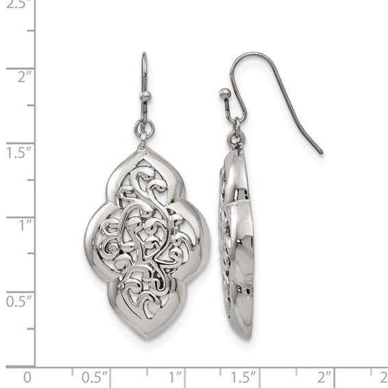 Stainless Steel Polished Dangle Shepherd Hook Earrings