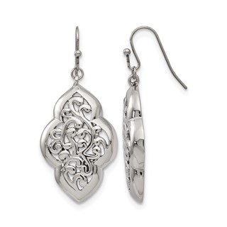 Stainless Steel Polished Dangle Shepherd Hook Earrings