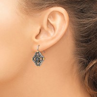 Chisel Stainless Steel Antiqued Polished and Textured Yellow IP-plated Earrings with Blue Glass Shepherd Hook view 4