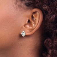 Chisel Stainless Steel Polished with CZ Post Earrings view 4