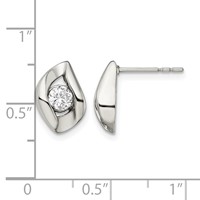 Chisel Stainless Steel Polished with CZ Post Earrings view 5