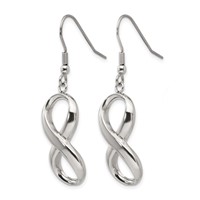 Chisel Stainless Steel Polished Infinity Dangle Shepherd Hook Earrings view 3