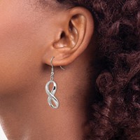Chisel Stainless Steel Polished Infinity Dangle Shepherd Hook Earrings view 4