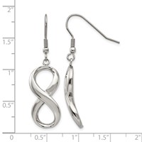 Chisel Stainless Steel Polished Infinity Dangle Shepherd Hook Earrings view 5