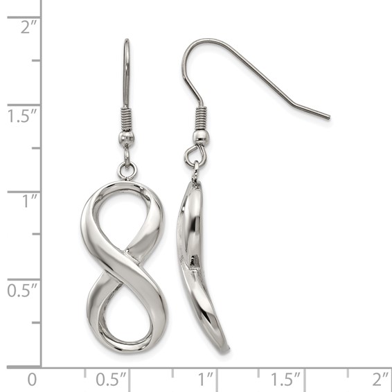 Chisel Stainless Steel Polished Infinity Dangle Shepherd Hook Earrings