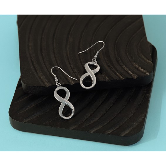 Chisel Stainless Steel Polished Infinity Dangle Shepherd Hook Earrings