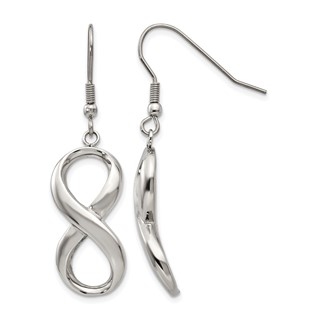 Chisel Stainless Steel Polished Infinity Dangle Shepherd Hook Earrings