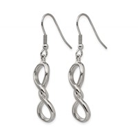 Chisel Stainless Steel Polished Infinity Dangle Shepherd Hook Earrings view 3