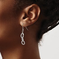 Chisel Stainless Steel Polished Infinity Dangle Shepherd Hook Earrings view 4