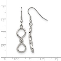Chisel Stainless Steel Polished Infinity Dangle Shepherd Hook Earrings view 5