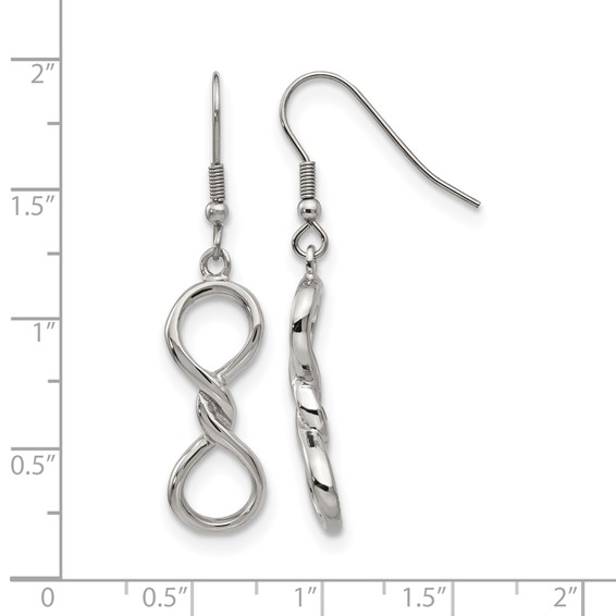 Chisel Stainless Steel Polished Infinity Dangle Shepherd Hook Earrings