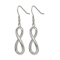 Chisel Stainless Steel Polished Infinity Dangle Shepherd Hook Earrings view 3